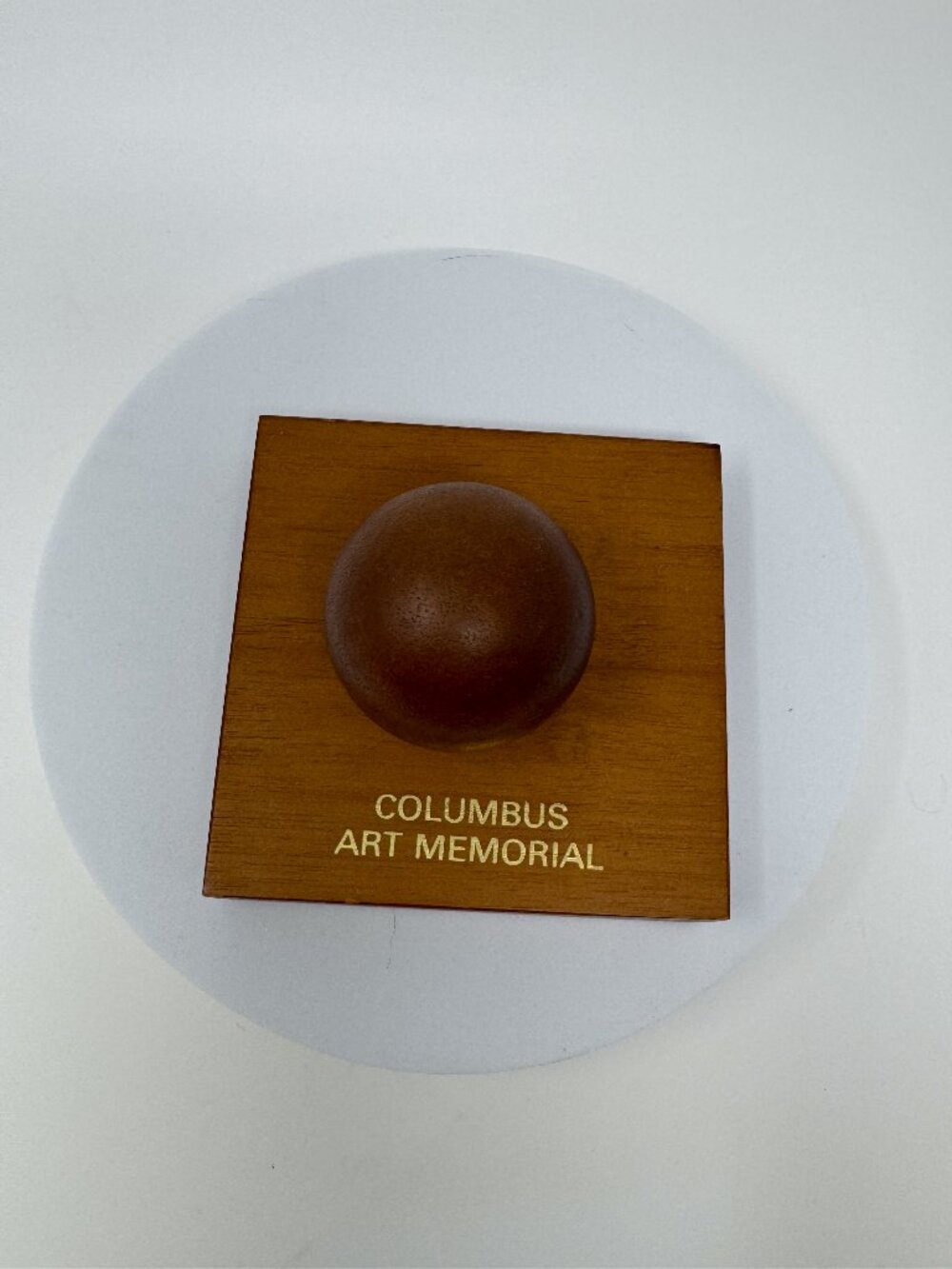 Vintage Wooden Paperweight Sphere Mid Century Desk Decor